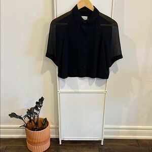 Wilfred Cropped Black Blouse